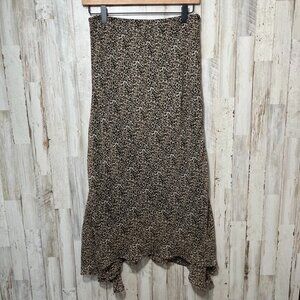 Vintage 90s Cheetah Leopard Print Midi Asymmetrical‎ Skirt Womens Size Large
